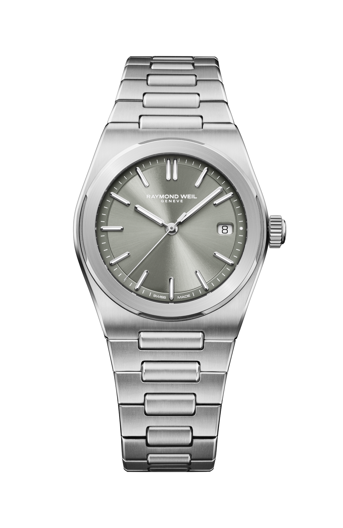 Raymond Weil simple A.R.T. Men's Automatic Sage Grey Dial Stainless Steel Bracelet Watch, 38 mm 1000-ST-52001