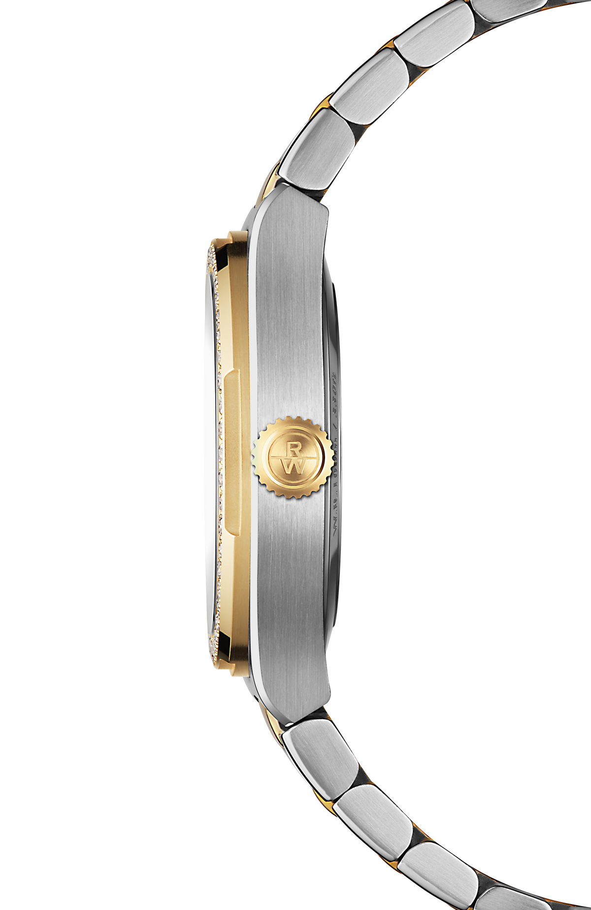 Raymond Weil simple A.R.T. Mother-of-pearl Dial Diamond-Set Bezel Integrated Two-tone Bracelet Quartz Watch, 30 mm 1250-SPS-97081