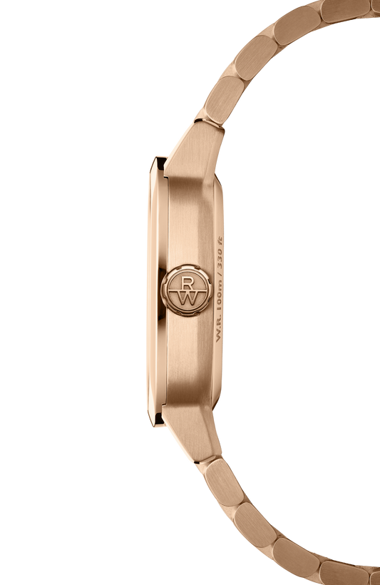 Raymond Weil simple Freelancer Ladies Automatic Green Dial Rose Gold Bracelet Cushion Shape Watch, 34 x 34 mm 2490-P5-52061