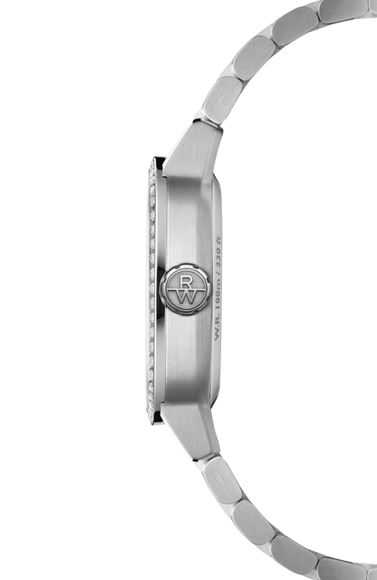 Raymond Weil simple Freelancer Ladies Automatic Ice Blue Dial Bracelet Cushion Shape Watch, 34 x 34 mm 2490-STS-50061