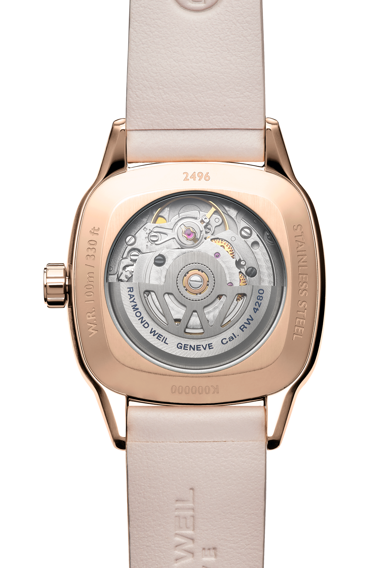 Raymond Weil simple Freelancer Automatic Moon Phase and Leather Strap Cushion Shape Watch, 34 x 34 mm 2496-C5S-40051