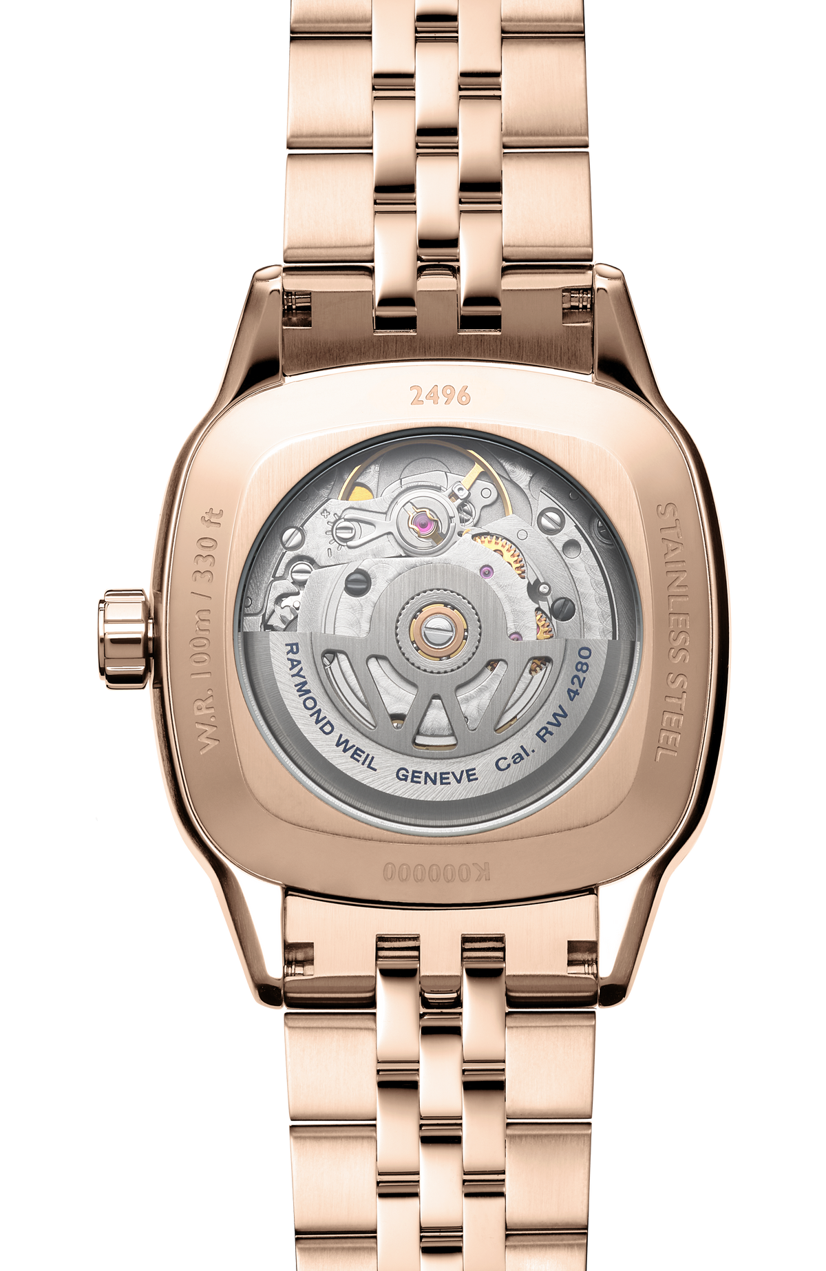 Raymond Weil simple Freelancer Ladies Automatic Moon Phase Cushion Shape Watch, 34 x 34 mm 2496-P5S-40051