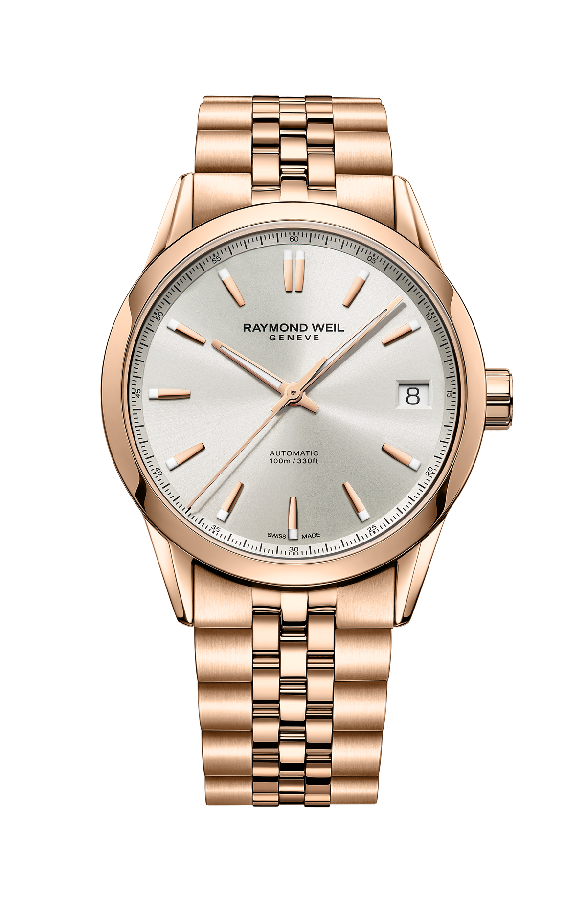 Raymond Weil simple Freelancer Men's Automatic Cream Dial Stainless Steel Bracelet Watch, 40 mm 2741-P5-64001