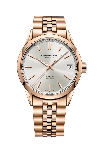 Raymond Weil simple Freelancer Men's Automatic Cream Dial Stainless Steel Bracelet Watch, 40 mm 2741-P5-64001