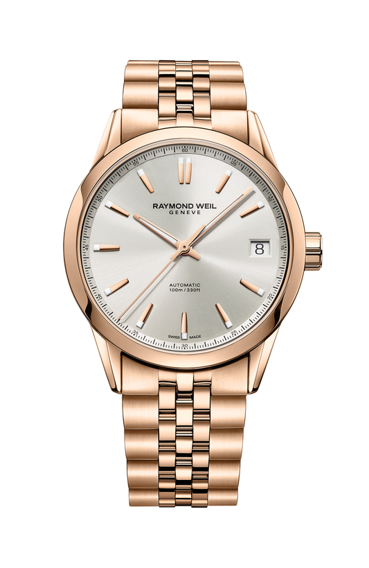 Raymond Weil simple Freelancer Men's Automatic Cream Dial Stainless Steel Bracelet Watch, 40 mm 2741-P5-64001