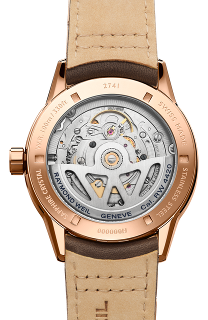 Raymond Weil simple Freelancer Men's Automatic Cream Dial Leather Strap Watch, 40 mm 2741-PC5-64001