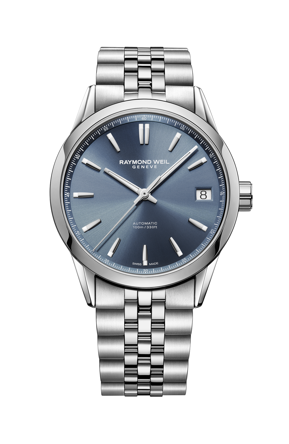 Raymond Weil simple Freelancer Men's Automatic Blue Dial Stainless Steel Bracelet Watch, 40 mm 2741-ST-50001