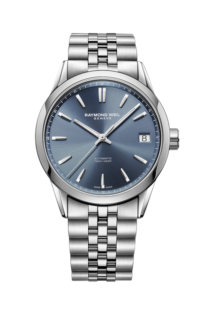 Raymond Weil simple Freelancer Men's Automatic Blue Dial Stainless Steel Bracelet Watch, 40 mm 2741-ST-50001
