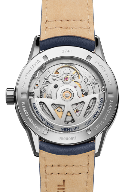 Raymond Weil simple Freelancer Men's Automatic White Dial Leather Strap Watch, 40 mm 2741-STC-30001