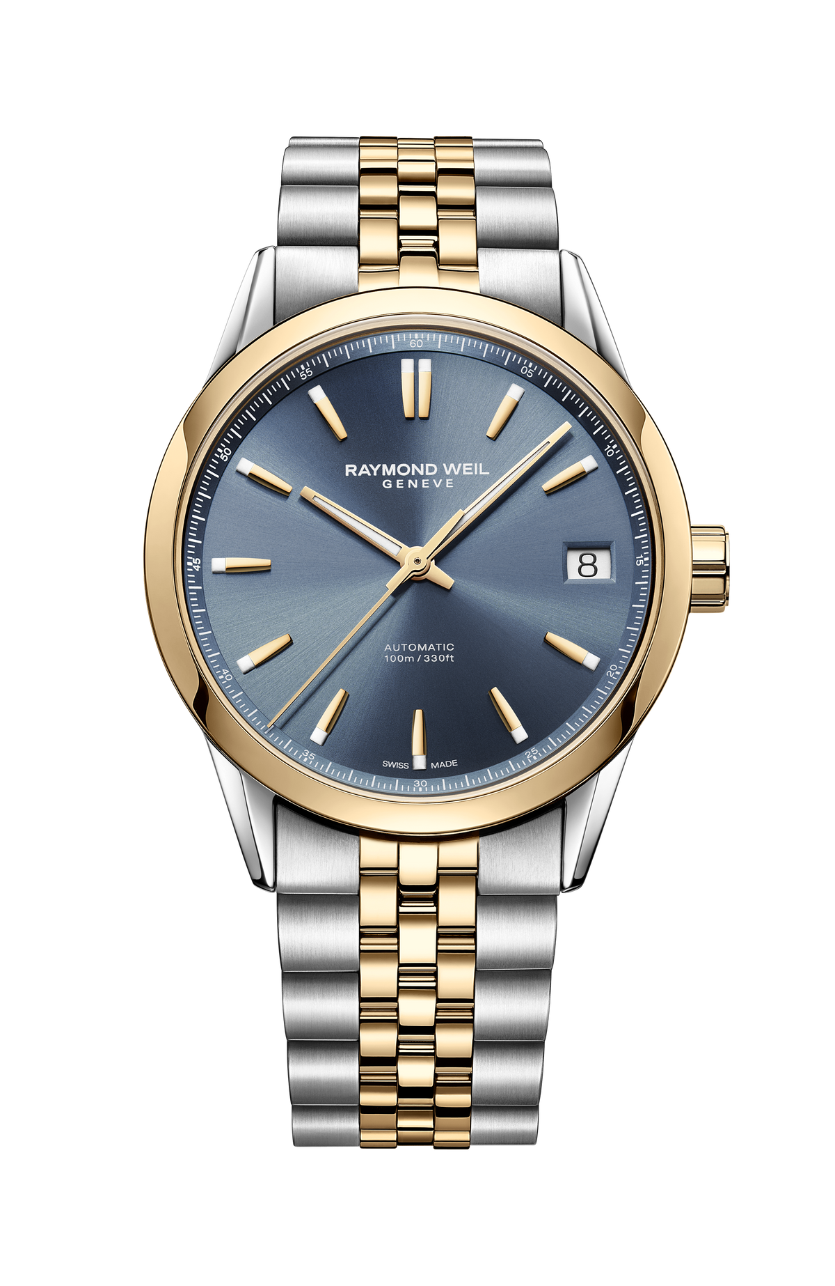 Raymond Weil simple Freelancer Men's Automatic Classic Two-Tone Blue Dial Date Watch, 40 mm 2741-STP-50001