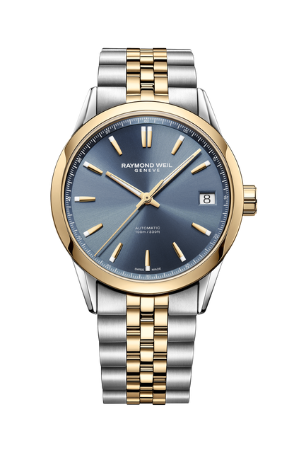 Raymond Weil simple Freelancer Men's Automatic Classic Two-Tone Blue Dial Date Watch, 40 mm 2741-STP-50001