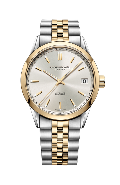 Raymond Weil simple Freelancer Men's Automatic Classic Two-Tone Yellow Gold Date Watch, 40 mm 2741-STP-64001