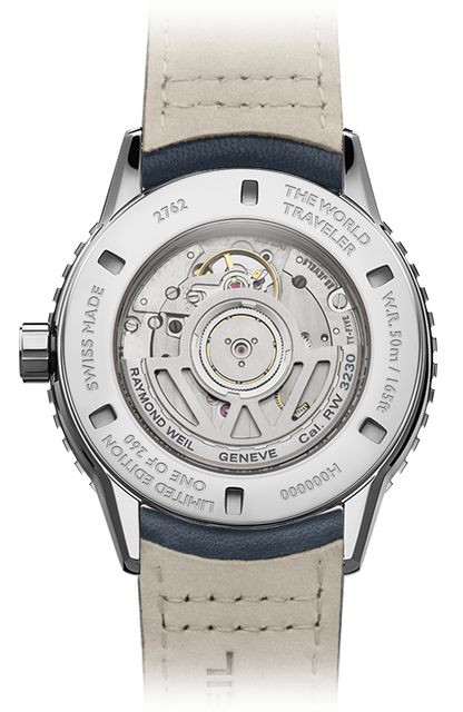 Raymond Weil simple Freelancer Men's World-Traveller GMT Blue Dial Leather Automatic Watch, 40 mm 2762-STC-02026