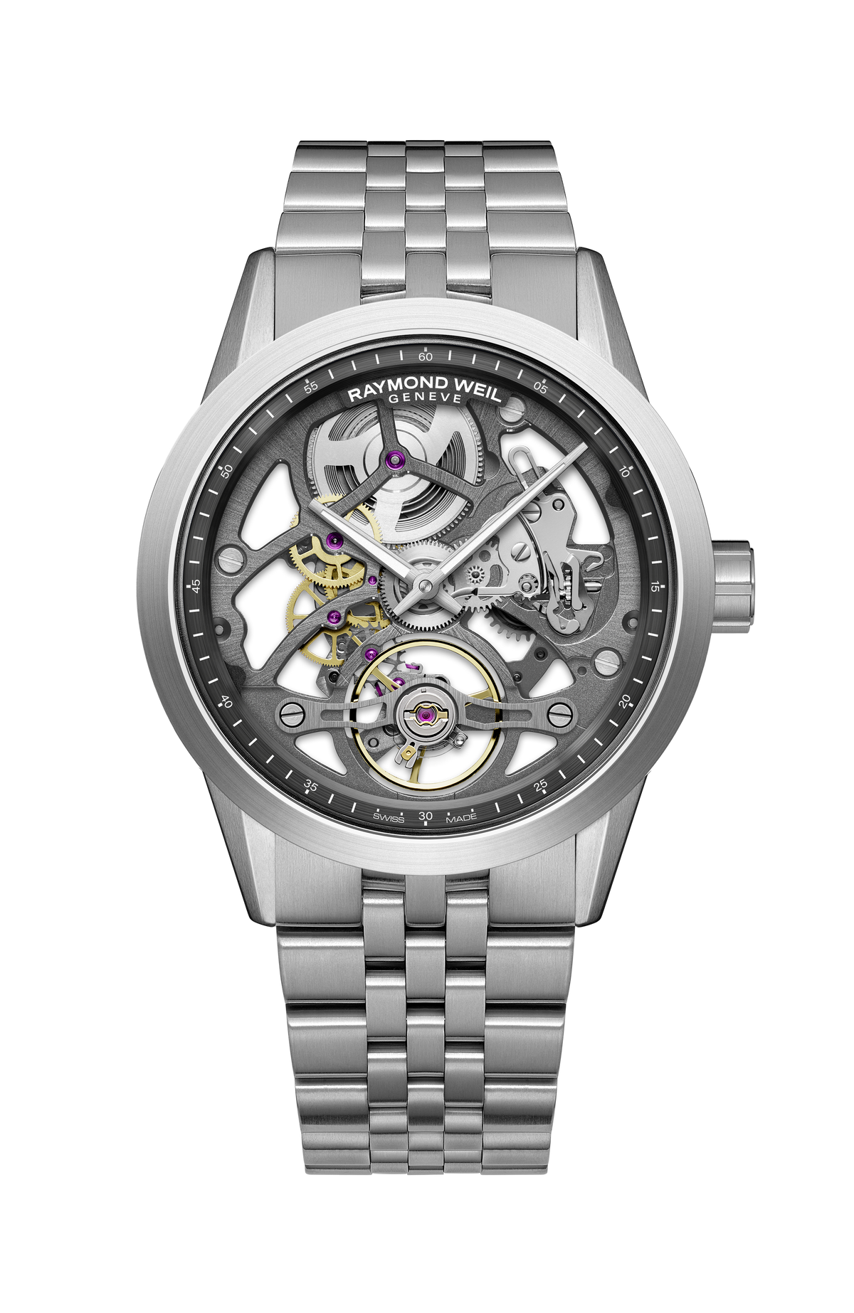 Raymond Weil simple Freelancer Calibre RW1212 Men's Anthracite Skeleton Automatic Steel Watch, 40 mm 2786-ST-60000