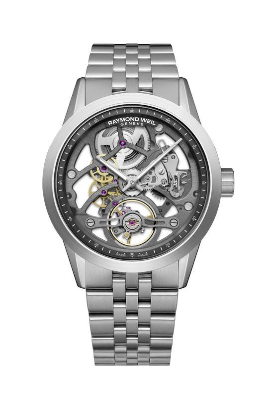 Raymond Weil simple Freelancer Calibre RW1212 Men's Anthracite Skeleton Automatic Steel Watch, 40 mm 2786-ST-60000