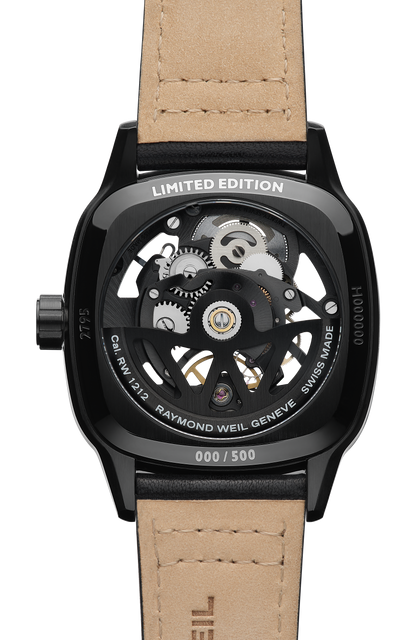 Raymond Weil simple Freelancer Automatic Cushion Skeleton Limited Edition Watch, 40 x 40 mm 2795-BKC-20000