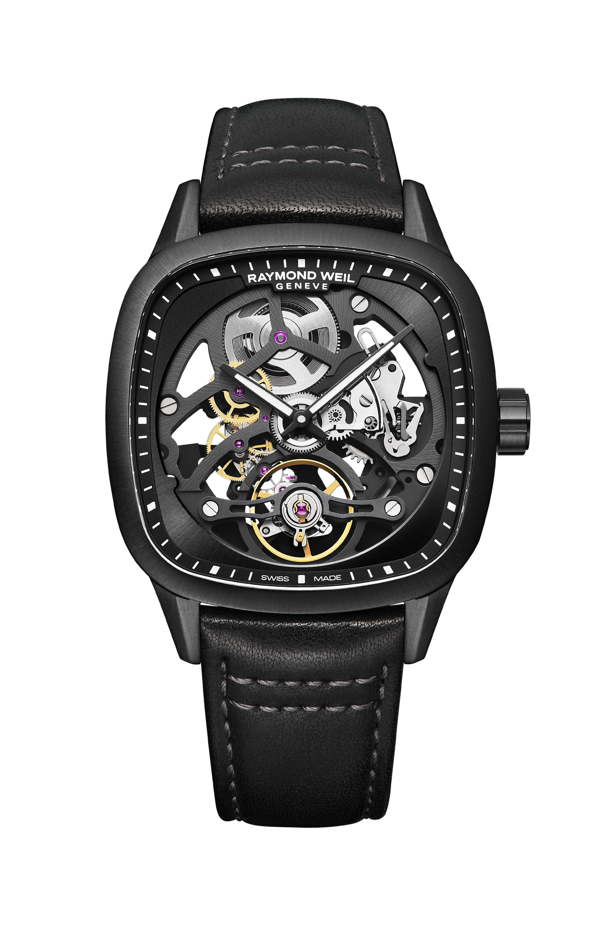 Raymond Weil simple Freelancer Automatic Cushion Skeleton Limited Edition Watch, 40 x 40 mm 2795-BKC-20000