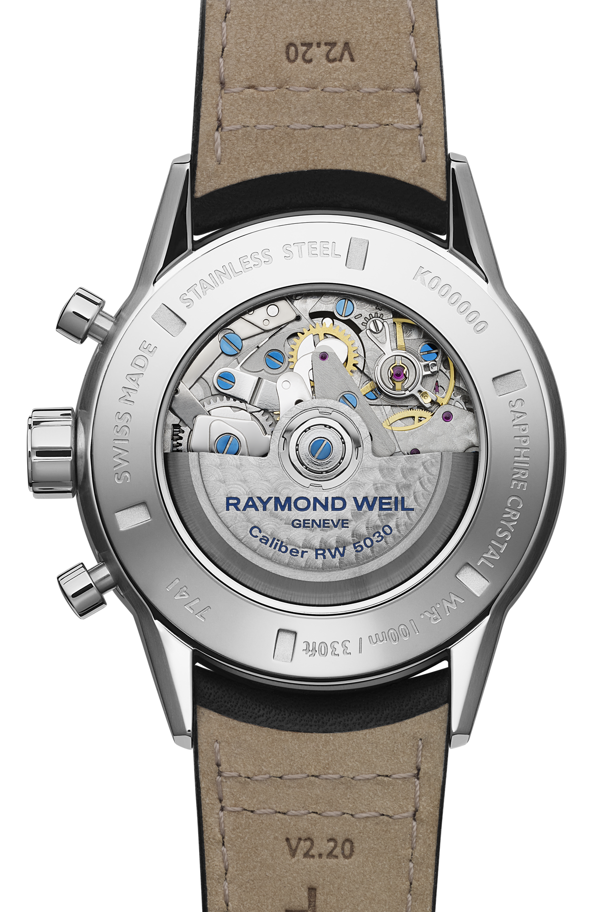 Raymond Weil simple Freelancer Men's Automatic Chronograph Black Leather Watch, 43 mm 7741-SC1-30021