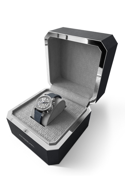 Raymond Weil simple Millesime 'The Fifty' Bi-Compax Chronograph Silver Sector Dial Watch, 37 mm 1976-SGC-65001