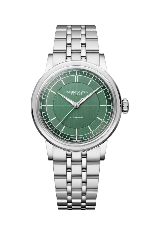Raymond Weil simple Millesime Automatic Central Seconds Sage Green Dial Watch, 35 mm 2125-ST-52011