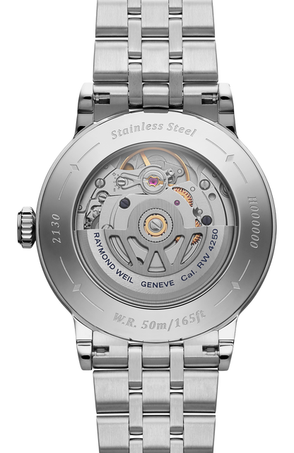 Raymond Weil simple Millesime Automatic Small Seconds Menthol Minute Track Bracelet Watch, 35mm 2130-ST-60521