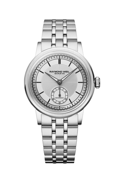 Raymond Weil simple Millesime Automatic Small Seconds Silver Dial Watch, 35mm 2130-ST-65001