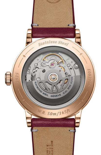 Raymond Weil simple Millesime Automatic Central Seconds Red Grape Dial Watch, 39 mm 2925-PC5-45001