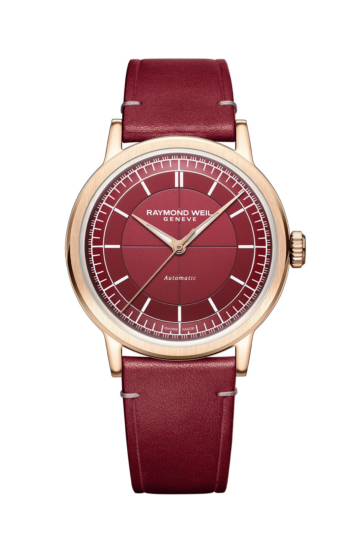 Raymond Weil simple Millesime Automatic Central Seconds Red Grape Dial Watch, 39 mm 2925-PC5-45001