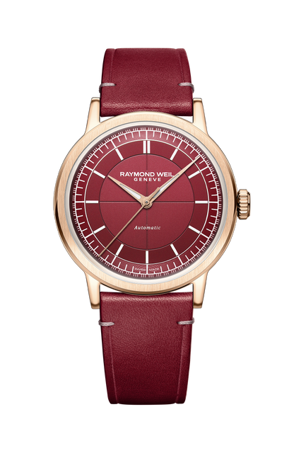 Raymond Weil simple Millesime Automatic Central Seconds Red Grape Dial Watch, 39 mm 2925-PC5-45001