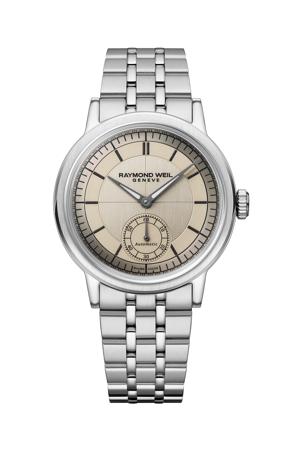 Raymond Weil simple Millesime Men's Automatic Small Seconds Champagne Dial Bracelet Watch, 39mm 2930-ST-11001