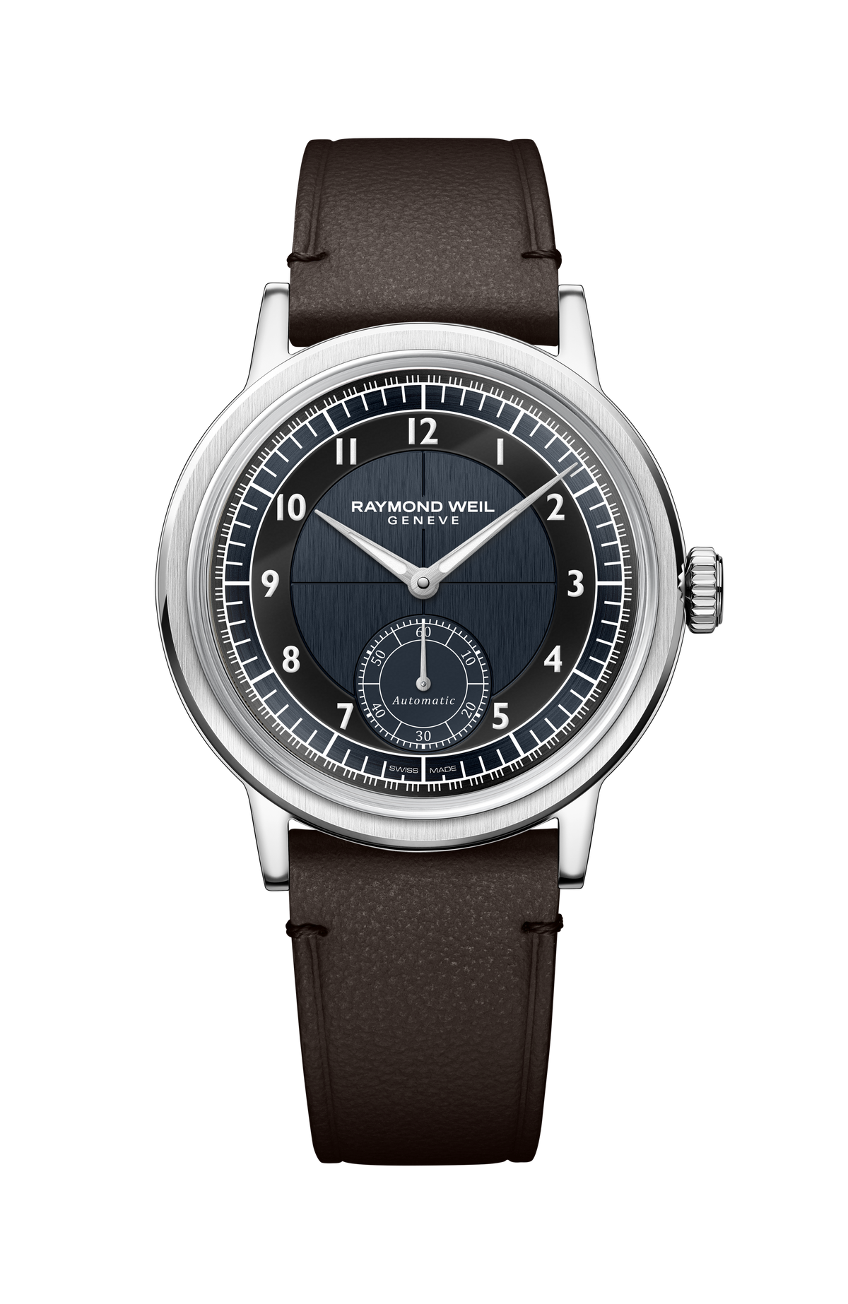 Raymond Weil simple Millesime Men's Automatic Small Seconds Tuxedo Midnight Blue and Black Dial Watch, 39 mm 2930-STC-05502