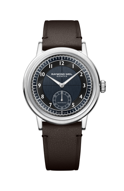 Raymond Weil simple Millesime Men's Automatic Small Seconds Tuxedo Midnight Blue and Black Dial Watch, 39 mm 2930-STC-05502