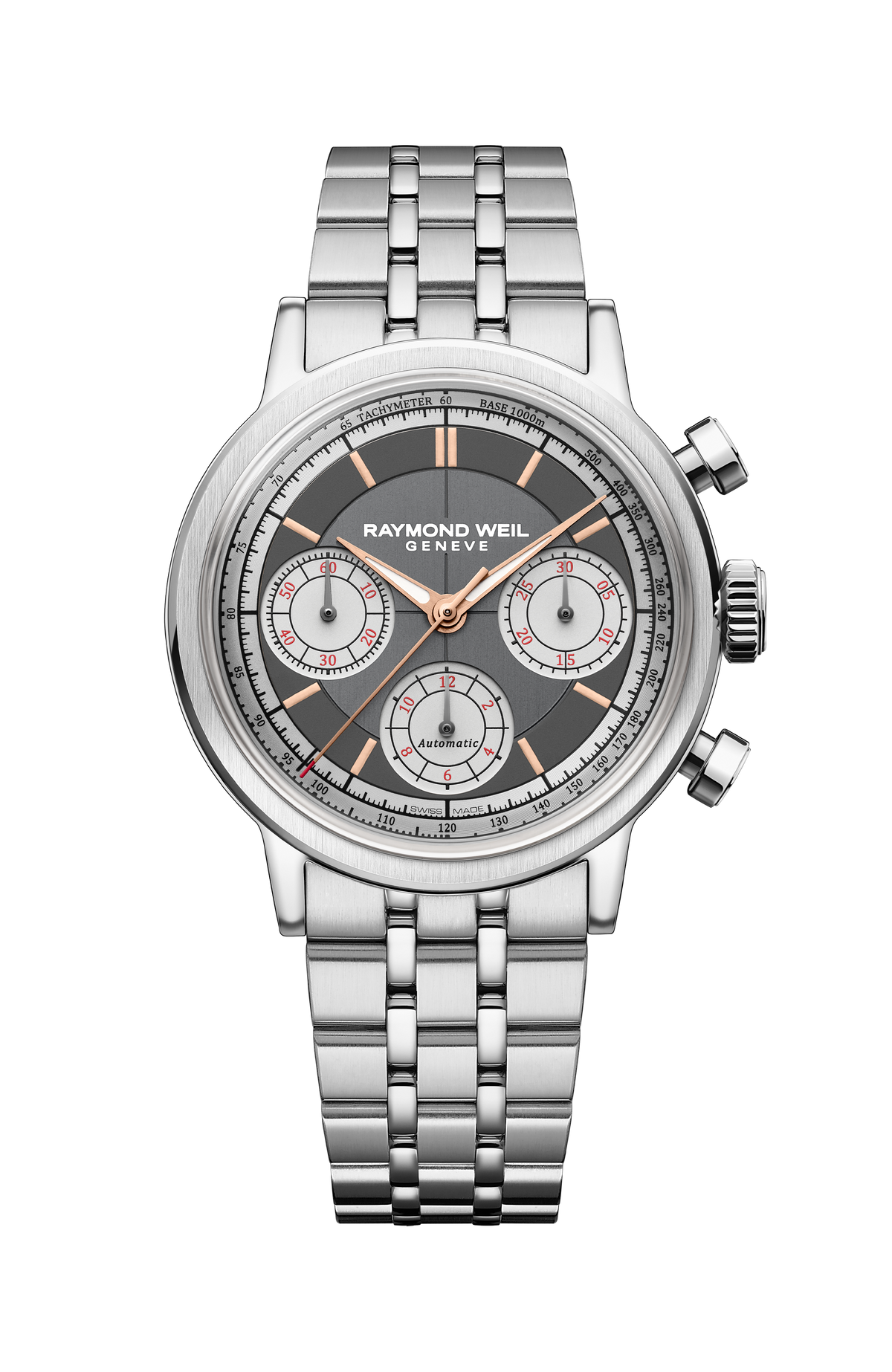 Raymond Weil simple Millesime Automatic Tri-Compax Chronograph Anthracite Sector Dial Watch, 39 mm 7765-ST-60651