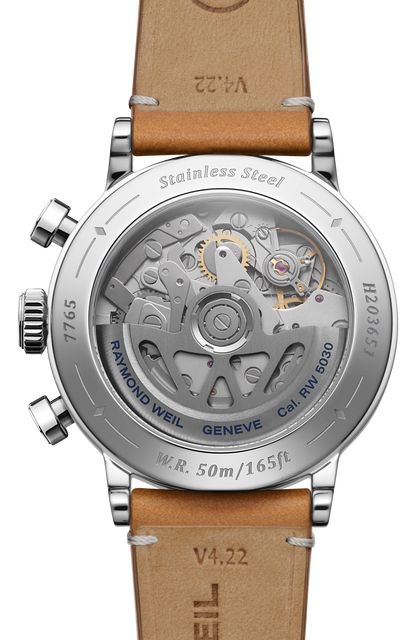 Raymond Weil simple Millesime Automatic Tri-Compax Chronograph Leather Strap Watch, 39 mm 7765-STC-60651