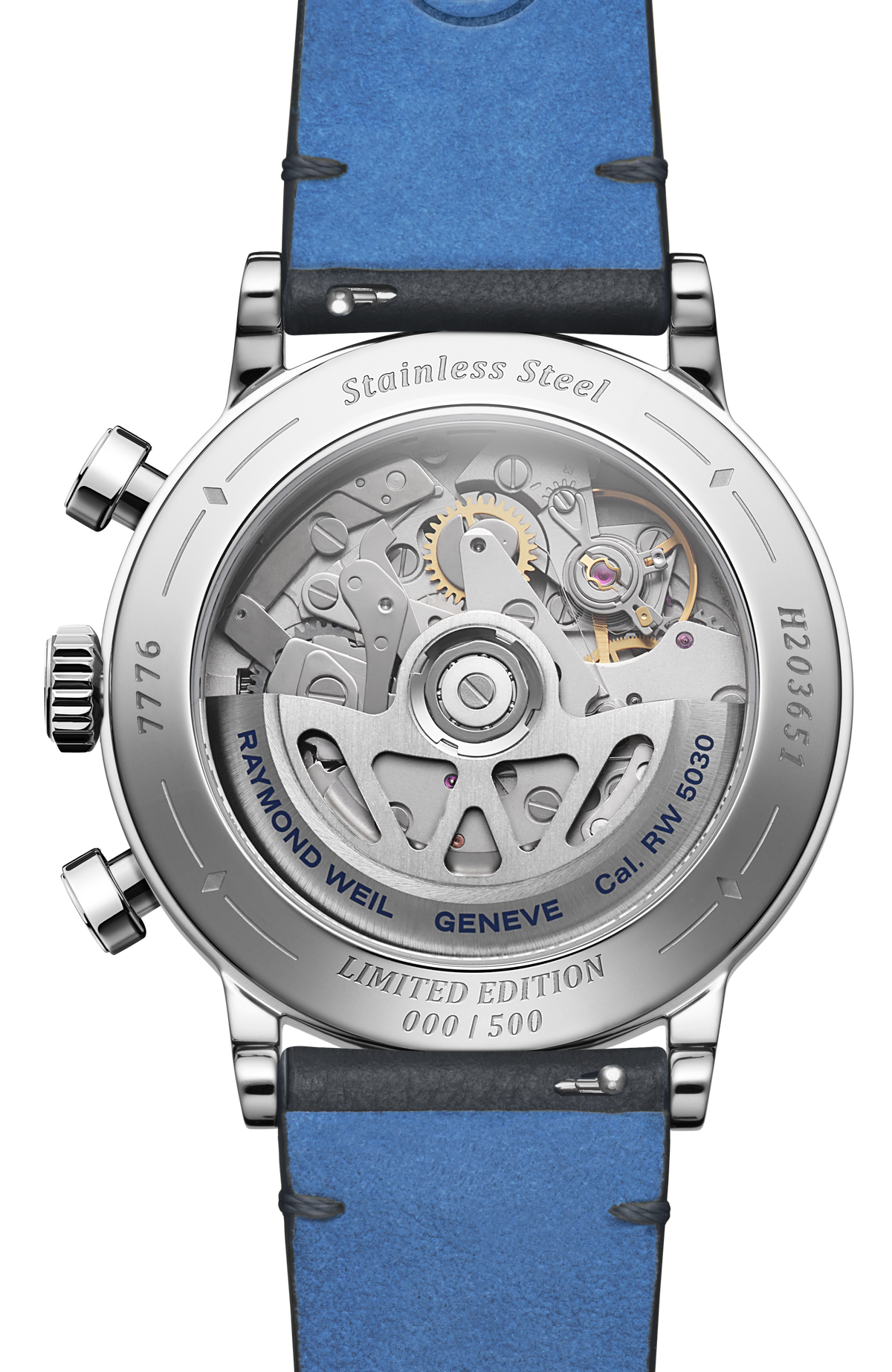 Raymond Weil simple Millesime 'Jubilee' Limited Edition Bi-Compax Chronograph Blue Dial Watch, 39 mm 7776-STC-65501