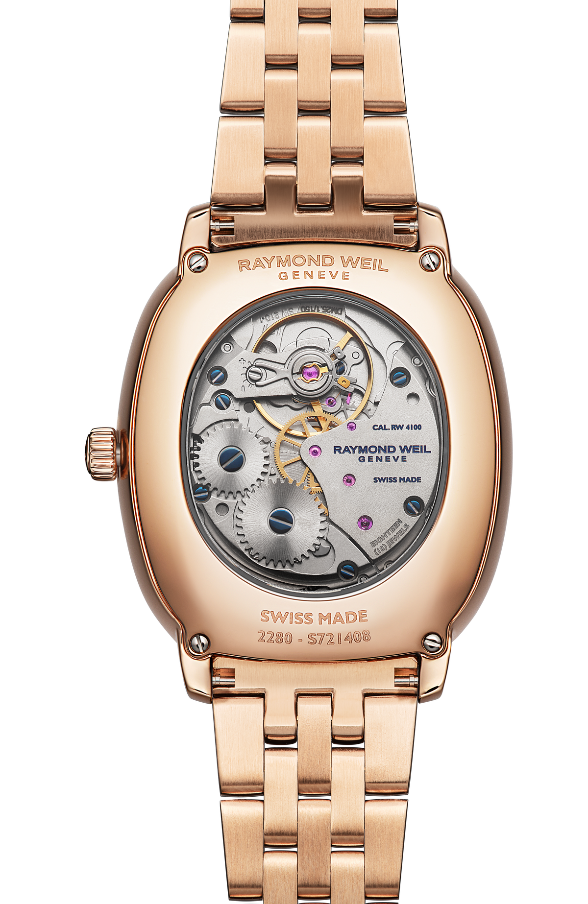 Raymond Weil simple Toccata Heritage Red Grape Dial Mechanical Bracelet Watch, 33 x 38 mm 2280-P5-45001