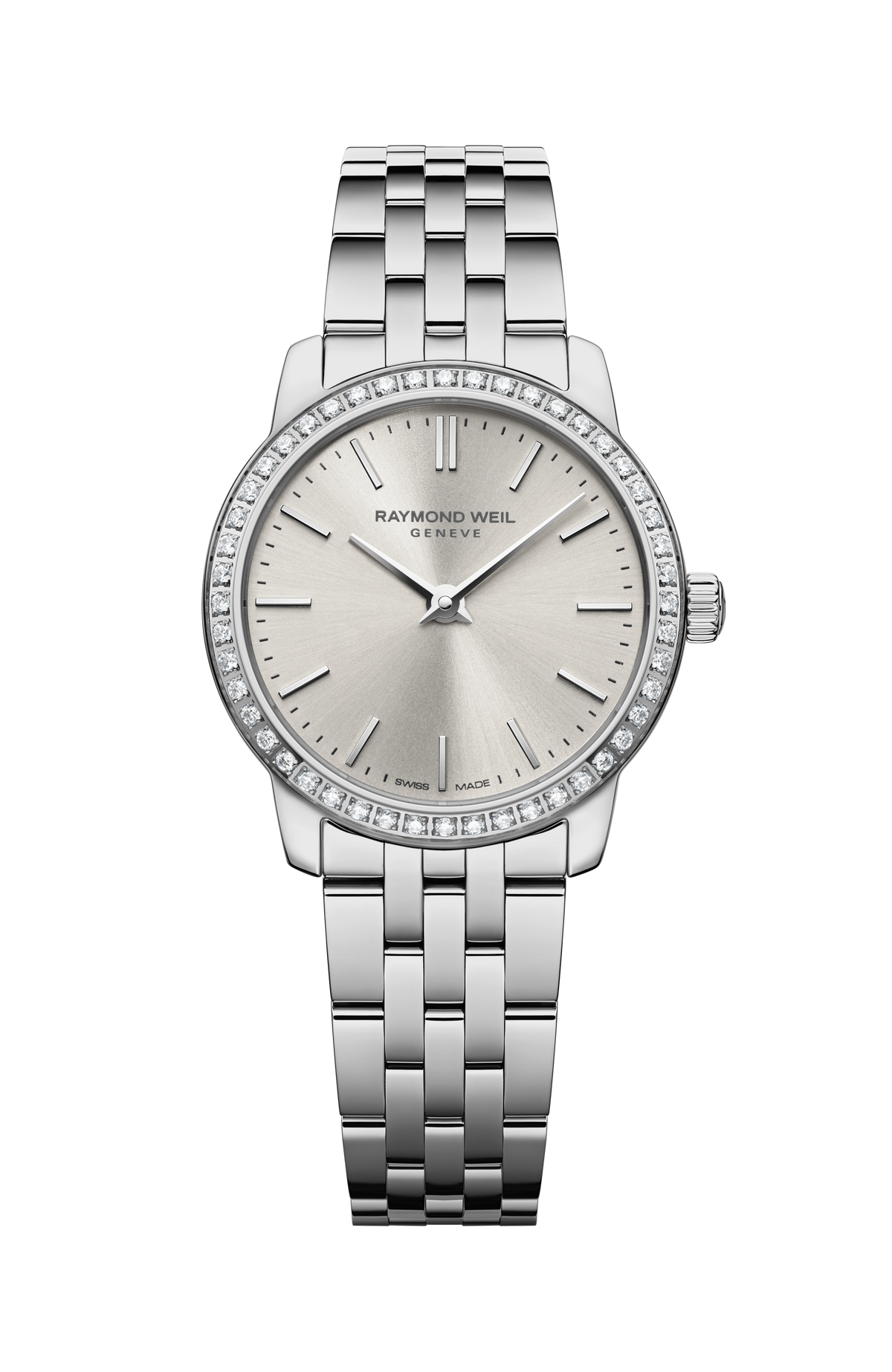 Raymond Weil simple Toccata Ladies Classic Diamond Stainless Steel Old Silver Dial Quartz Watch, 24 mm 5024-STS-64001