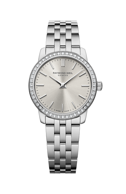 Raymond Weil simple Toccata Ladies Classic Diamond Stainless Steel Old Silver Dial Quartz Watch, 24 mm 5024-STS-64001
