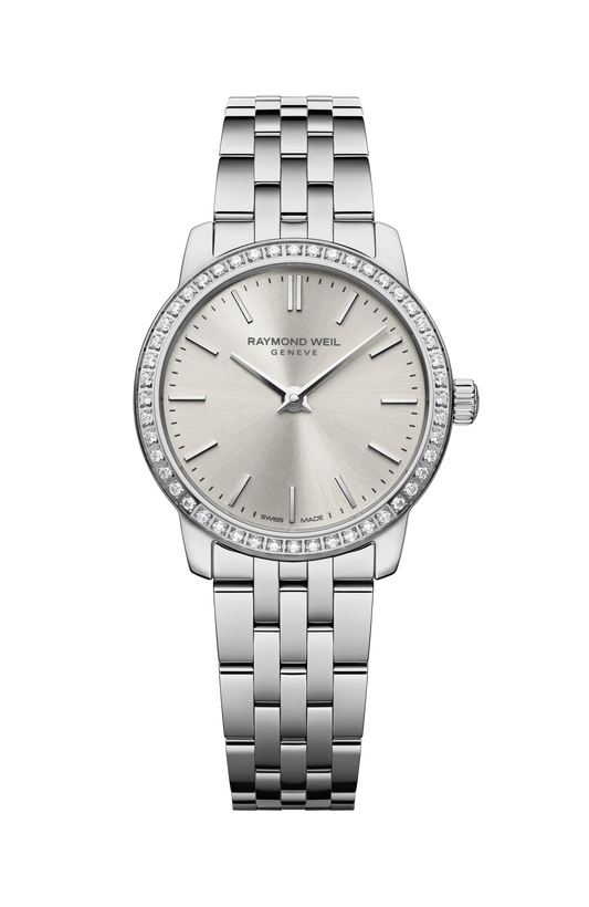 Raymond Weil simple Toccata Ladies Classic Diamond Stainless Steel Old Silver Dial Quartz Watch, 24 mm 5024-STS-64001
