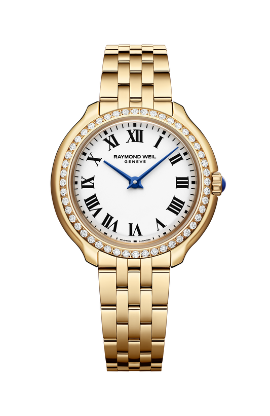 Raymond Weil simple Toccata Ladies Heritage Diamond Yellow Gold PVD White Dial Quartz Watch, 28 mm 5250-PS-00650