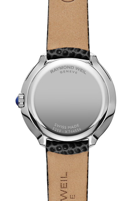 Raymond Weil simple Toccata Ladies Heritage Diamond Black Dial Leather Quartz Watch, 28 mm 5250-SCS-20001