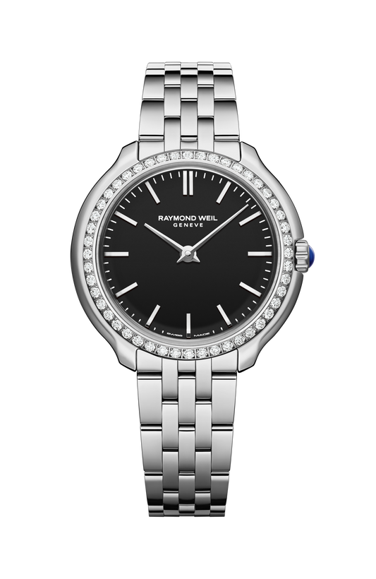 Raymond Weil simple Toccata Ladies Heritage Diamond Stainless Steel Black Dial Quartz Watch, 28 mm 5250-STS-20001