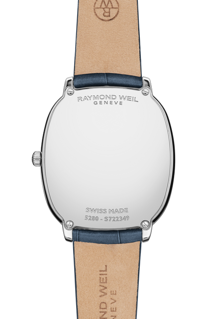 Raymond Weil simple Toccata Heritage Blue Dial Blue Leather Strap Quartz Watch, 31 x 36 mm 5280-STC-50001