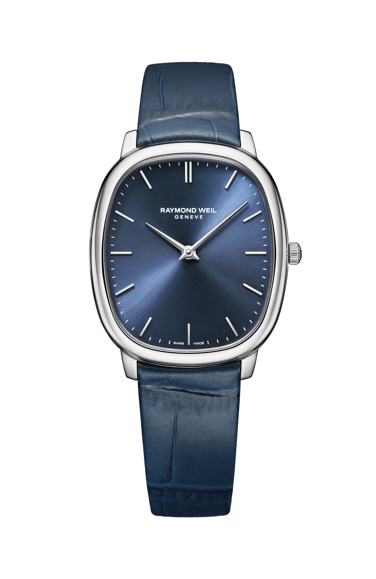 Raymond Weil simple Toccata Heritage Blue Dial Blue Leather Strap Quartz Watch, 31 x 36 mm 5280-STC-50001