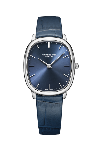 Raymond Weil simple Toccata Heritage Blue Dial Blue Leather Strap Quartz Watch, 31 x 36 mm 5280-STC-50001