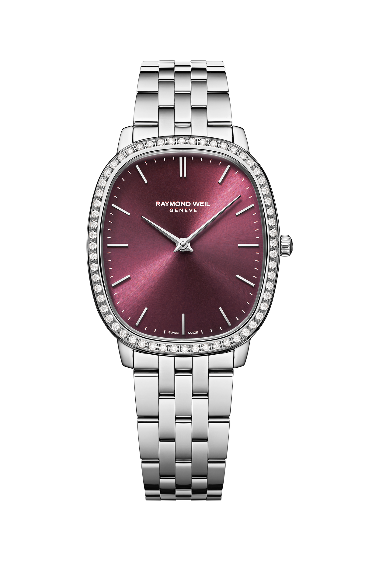 Raymond Weil simple Toccata Heritage Red Grape Dial Quartz Diamonds Bracelet Watch, 31 x 36 mm 5280-STS-45001