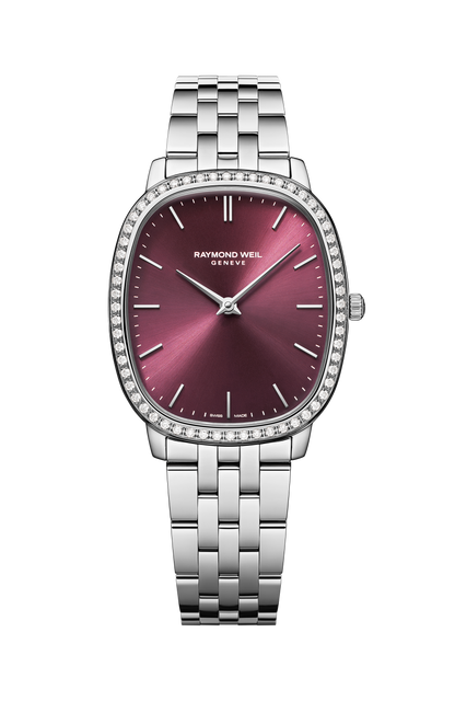 Raymond Weil simple Toccata Heritage Red Grape Dial Quartz Diamonds Bracelet Watch, 31 x 36 mm 5280-STS-45001