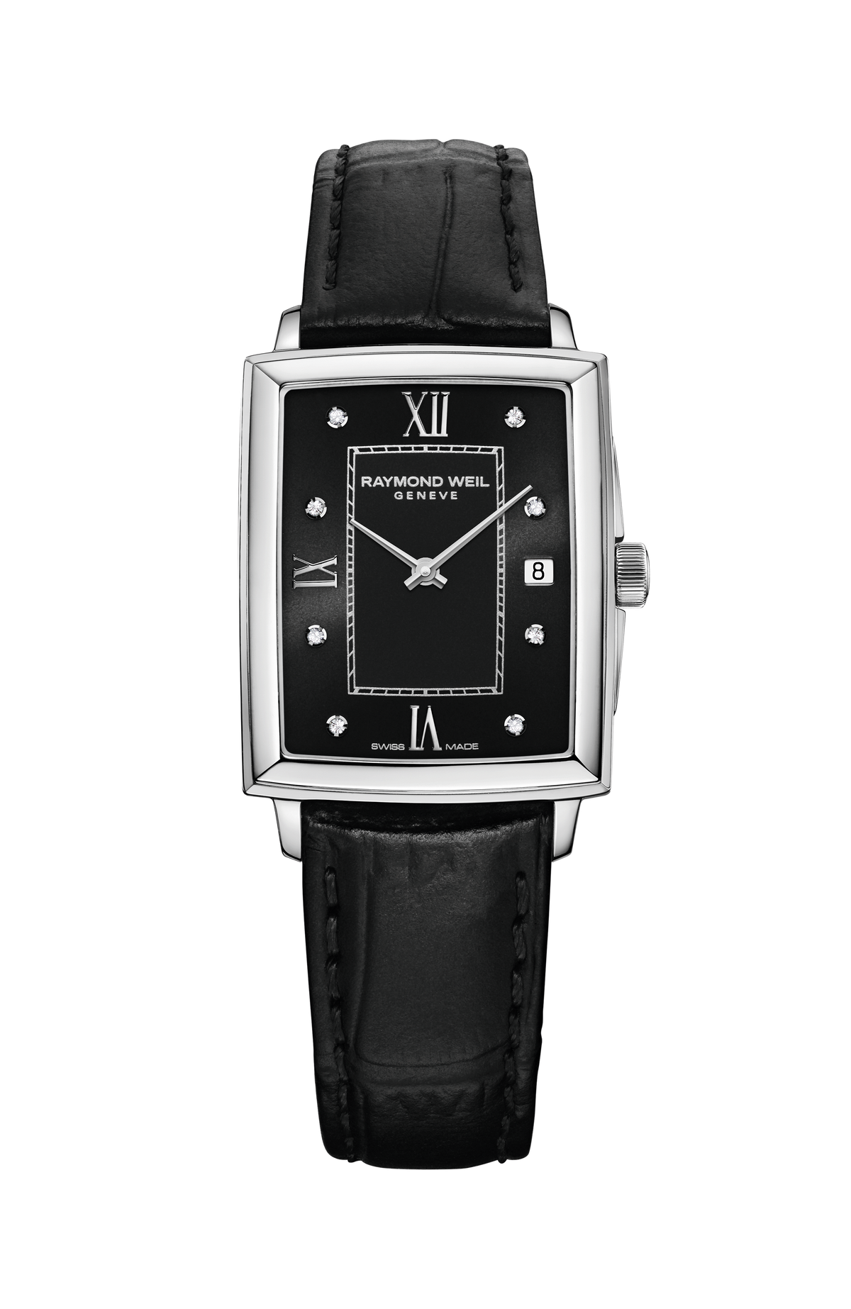 Raymond Weil simple Toccata Ladies Black Dial Diamond Quartz Watch, 22 x 28 mm 5925-STC-00295