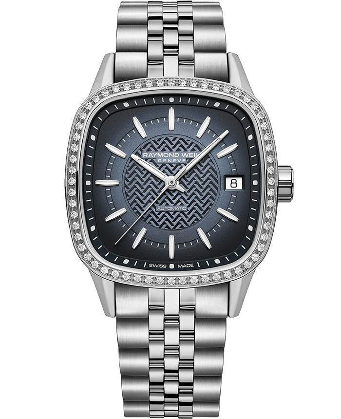 Freelancer Ladies Automatic 60 Diamonds Blue Dial Bracelet Watch, 34.5 x 34.5mm