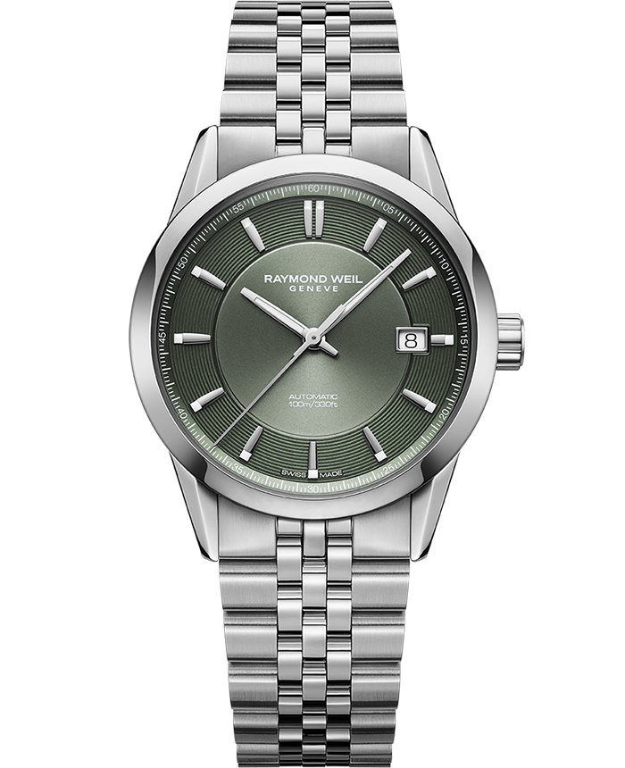 Freelancer Automatic Olive Green Dial Stainless Steel Bracelet Watch, 38mm